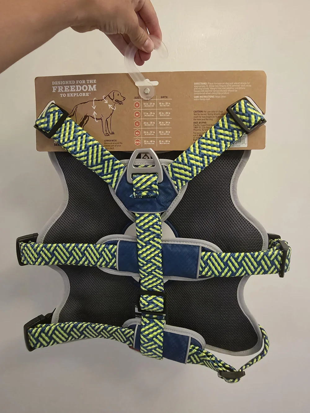 Arcadia Trail Ultimate Security Dog Harness - Blue with Neon Green Accents